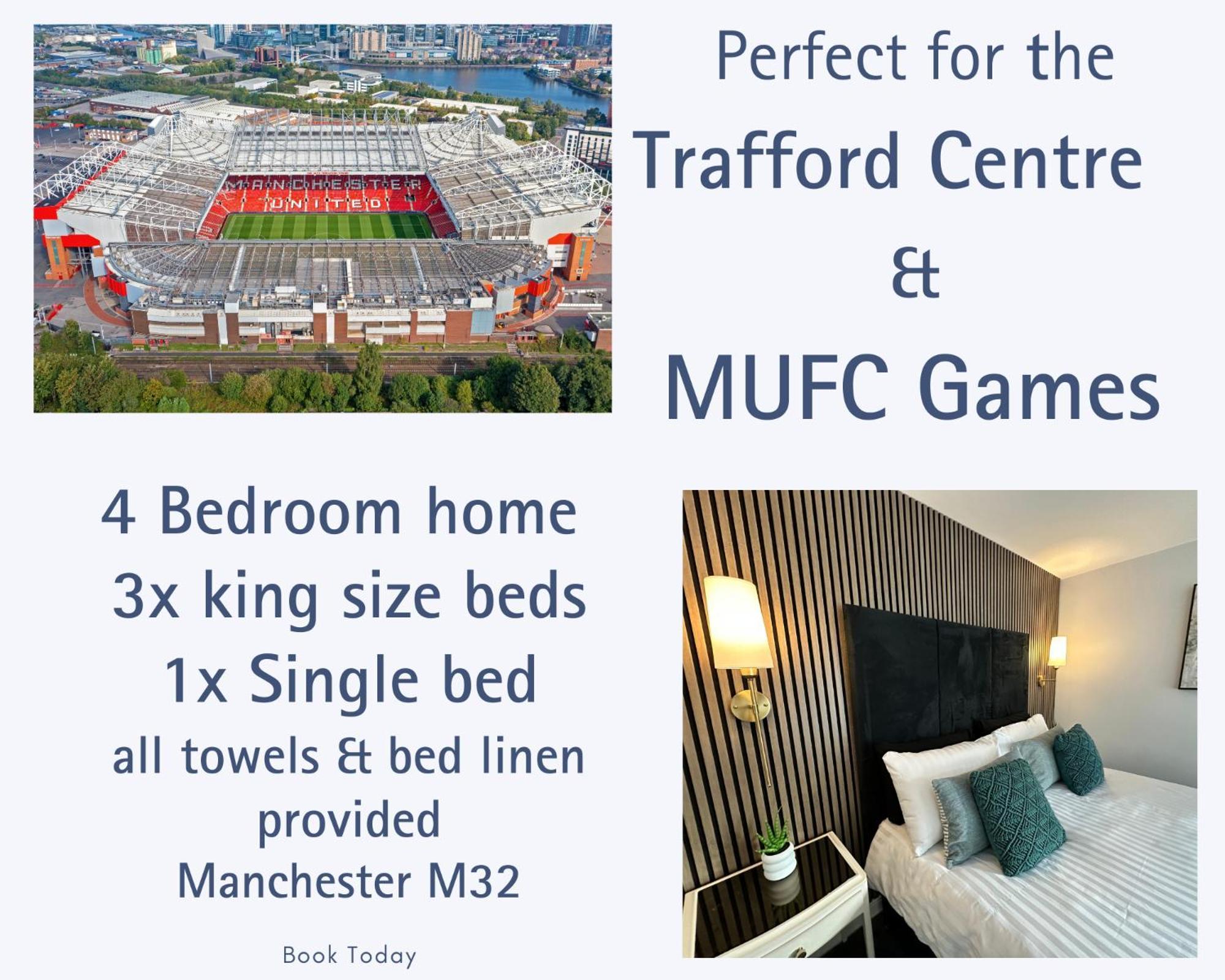 Waterside Mufc & Trafford Centre Townhouse 4 Bedroom Free Parking Manchester Dış mekan fotoğraf